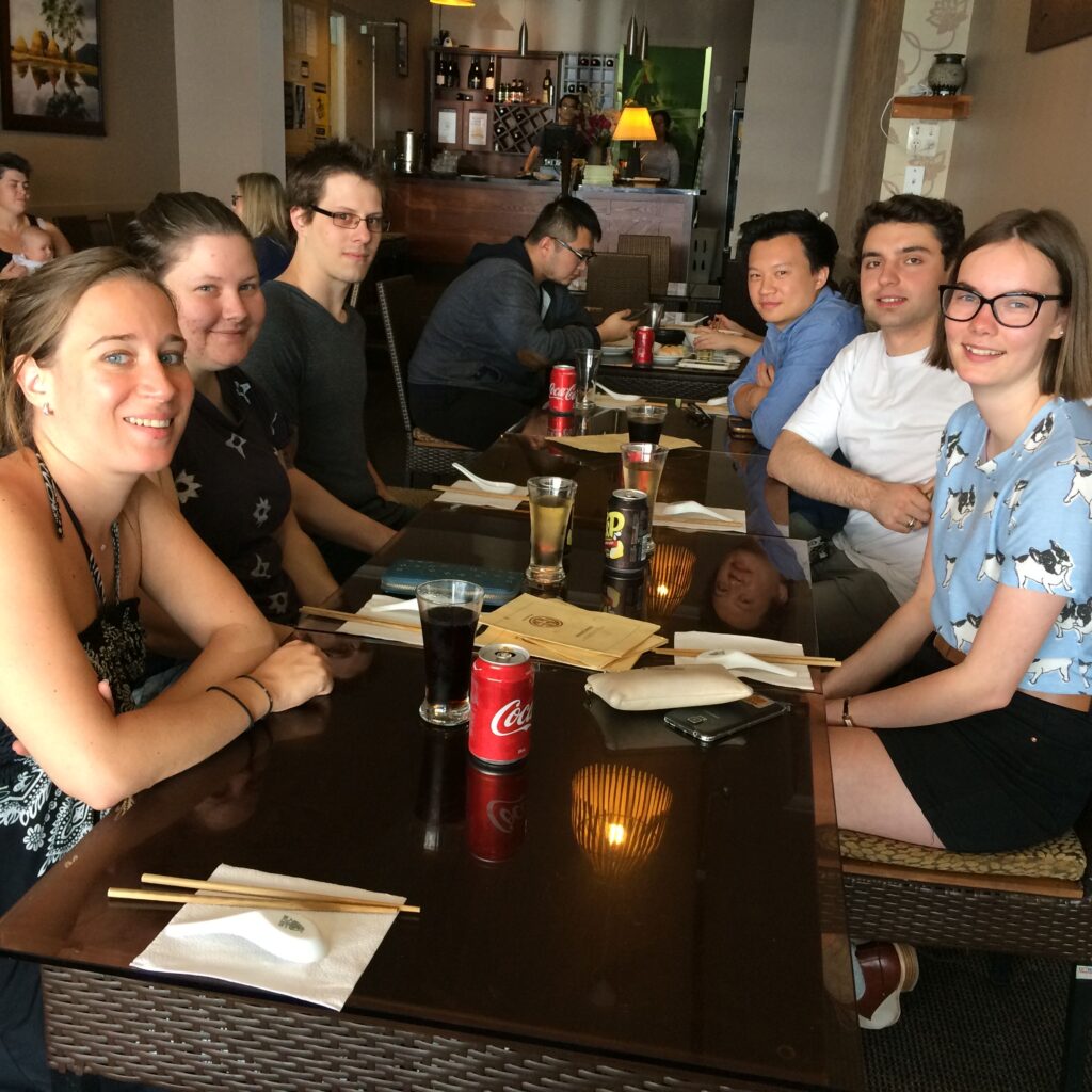 Labratory staff at a staff Lunch